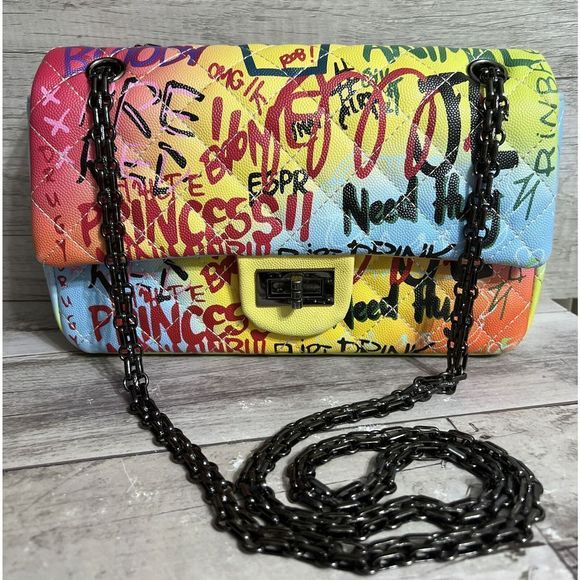 Graffiti Quilted PurseāColorful 10ā - Picture 1 of 14